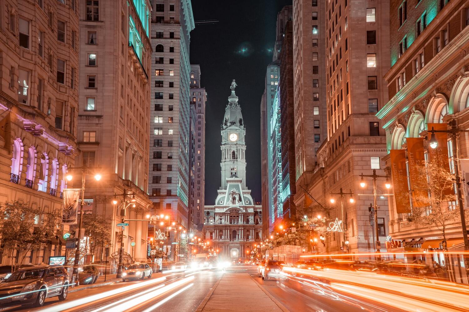 Downtown Philadelphia at night