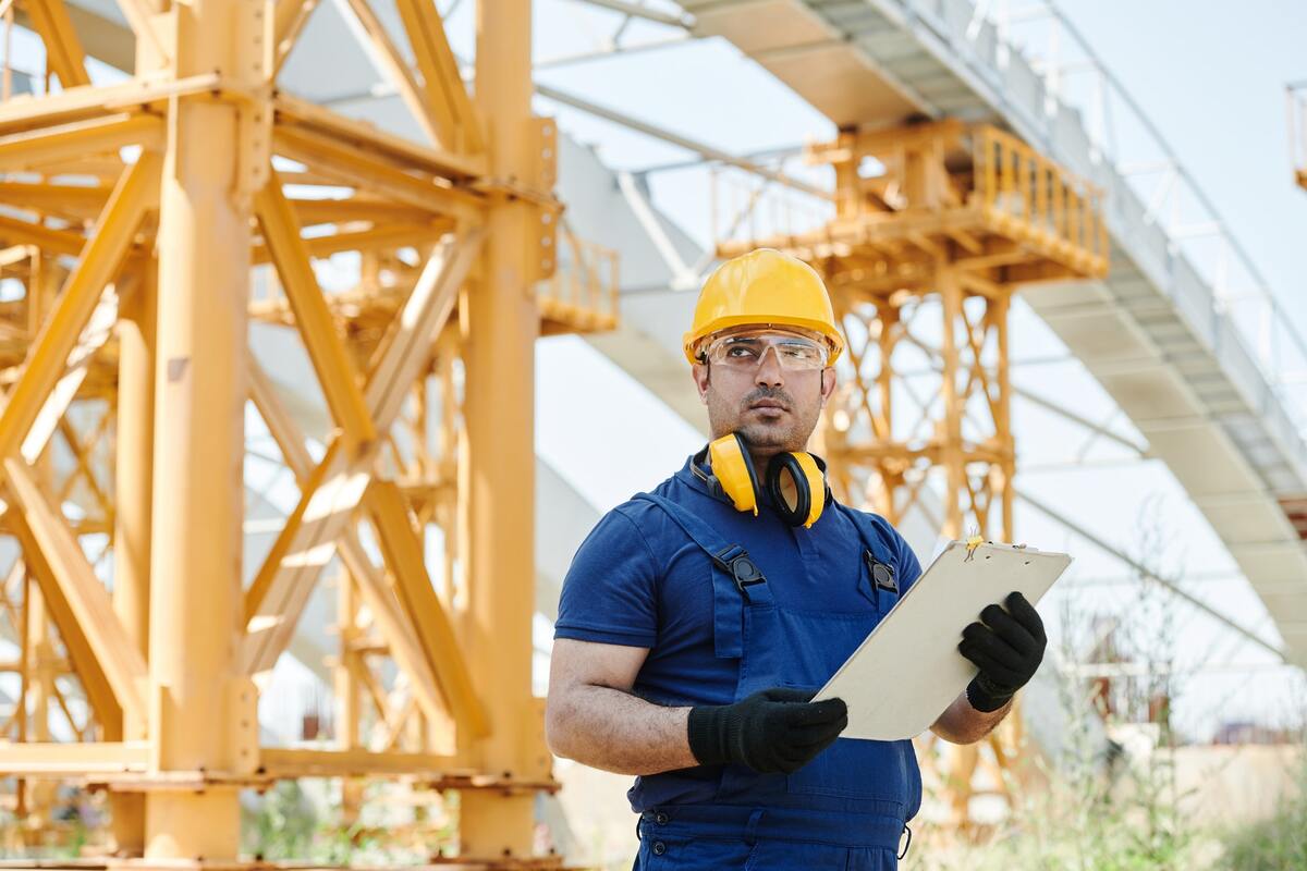 A working man in a construction site.