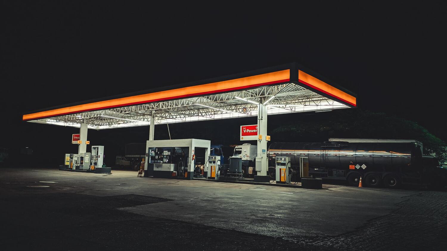 A light up gas station.