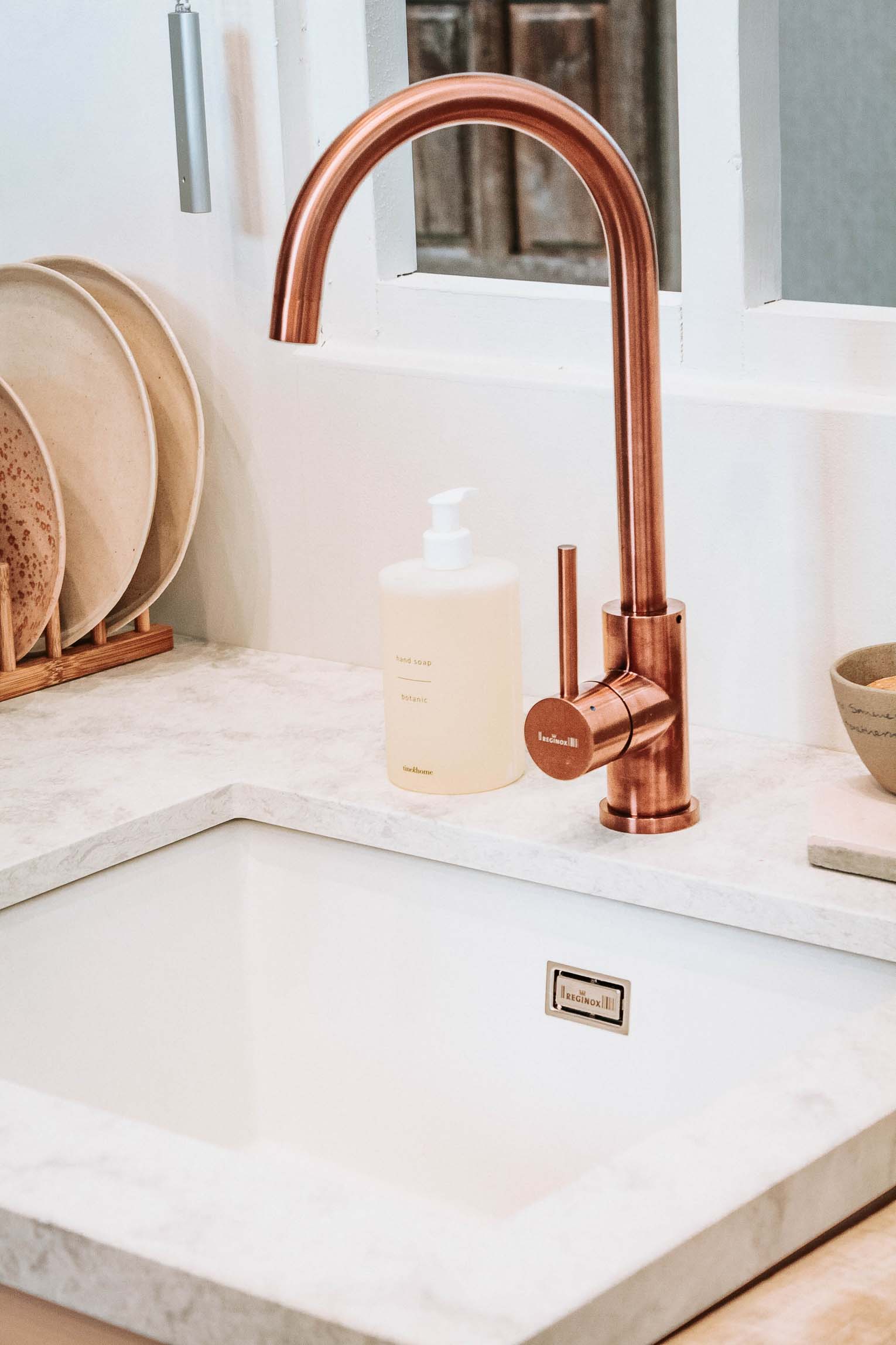 Kitchen faucet and sink.