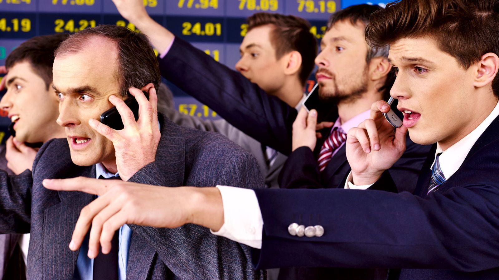 business men in the stock market