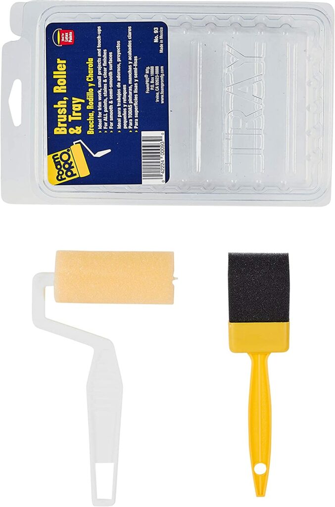 Cabinet painting roller and brush set.