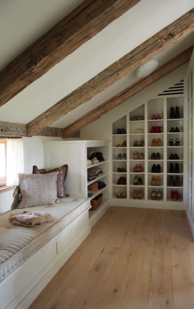 Modern farmhouse attic closet.