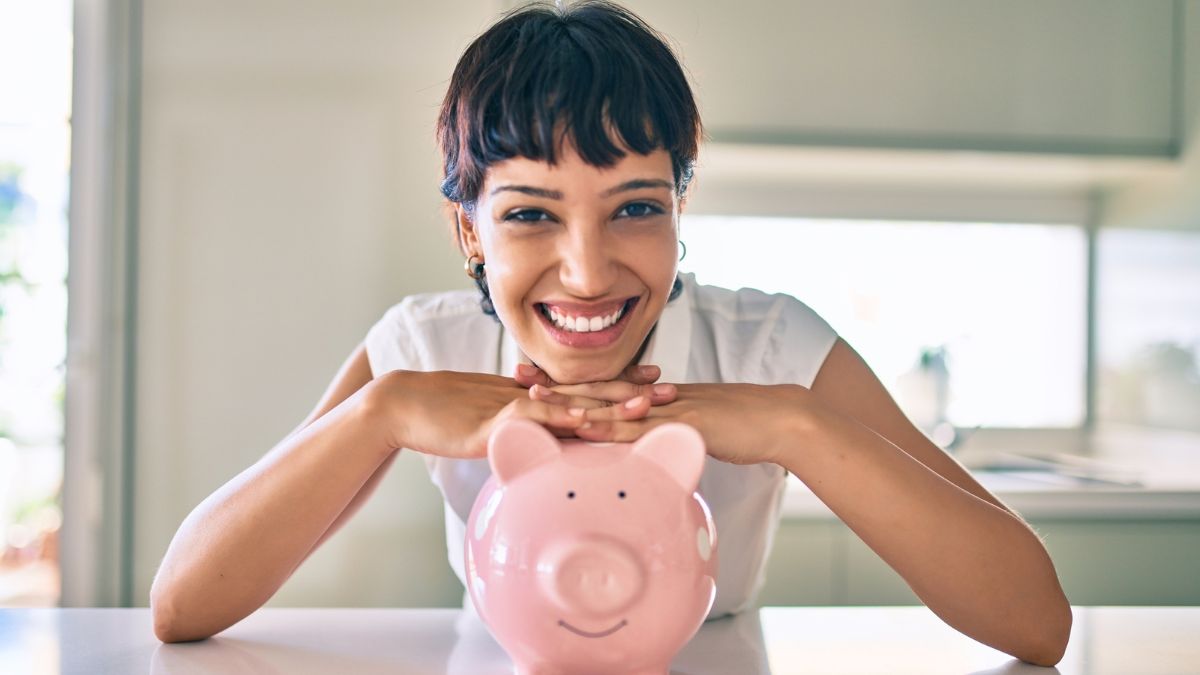 woman with a piggy bank