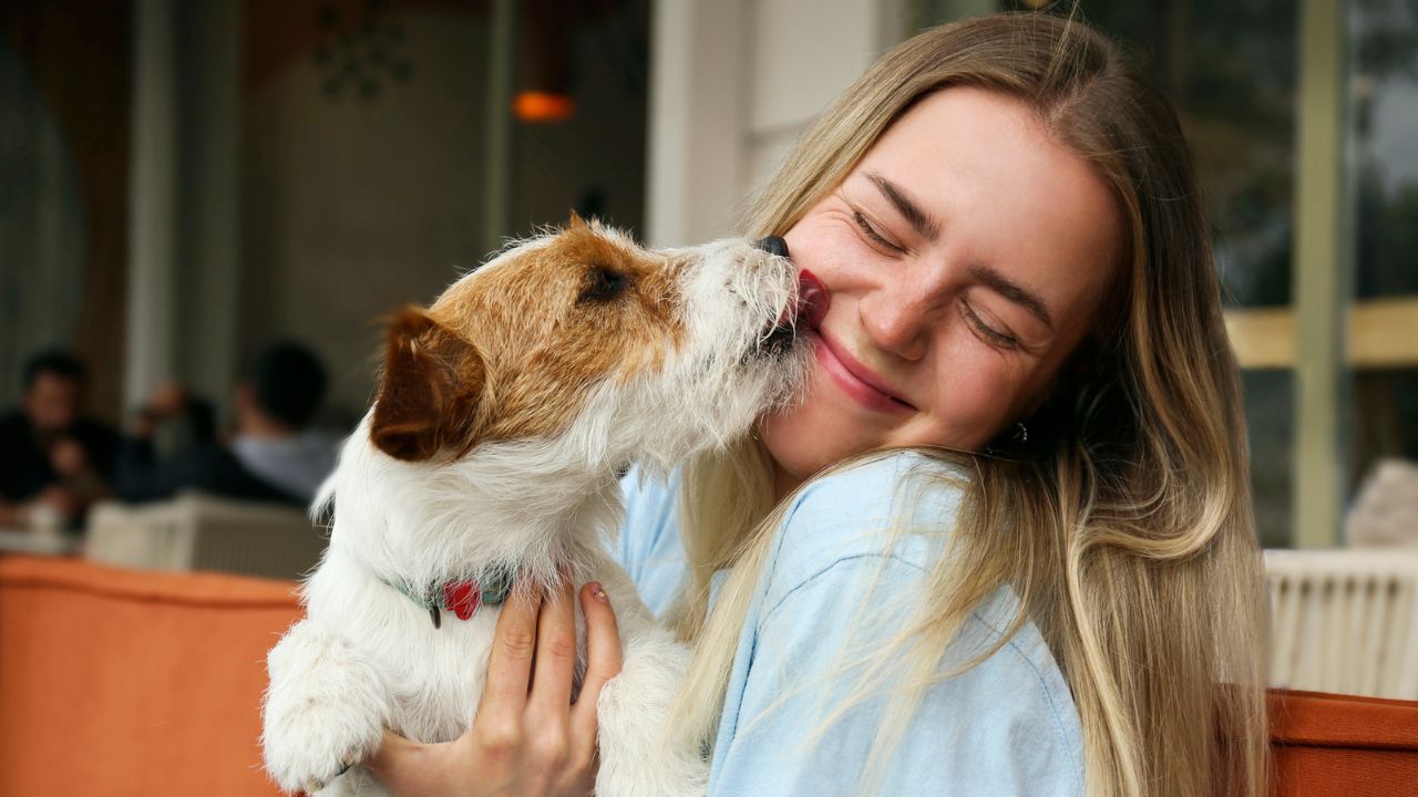 woman and dog