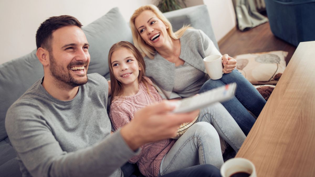 family with remote