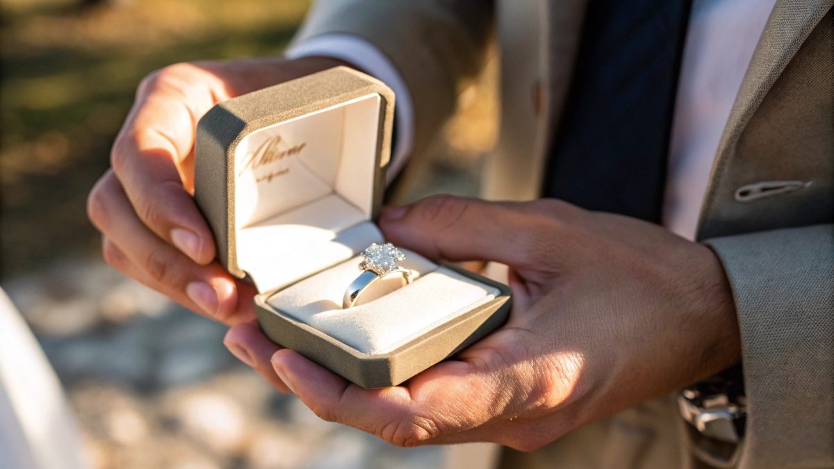 A close-up photo of a man's hands gently holding open a small