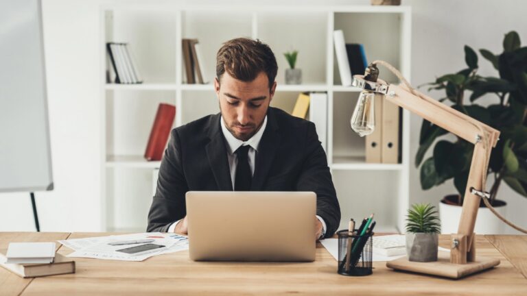 Businessman working with laptop