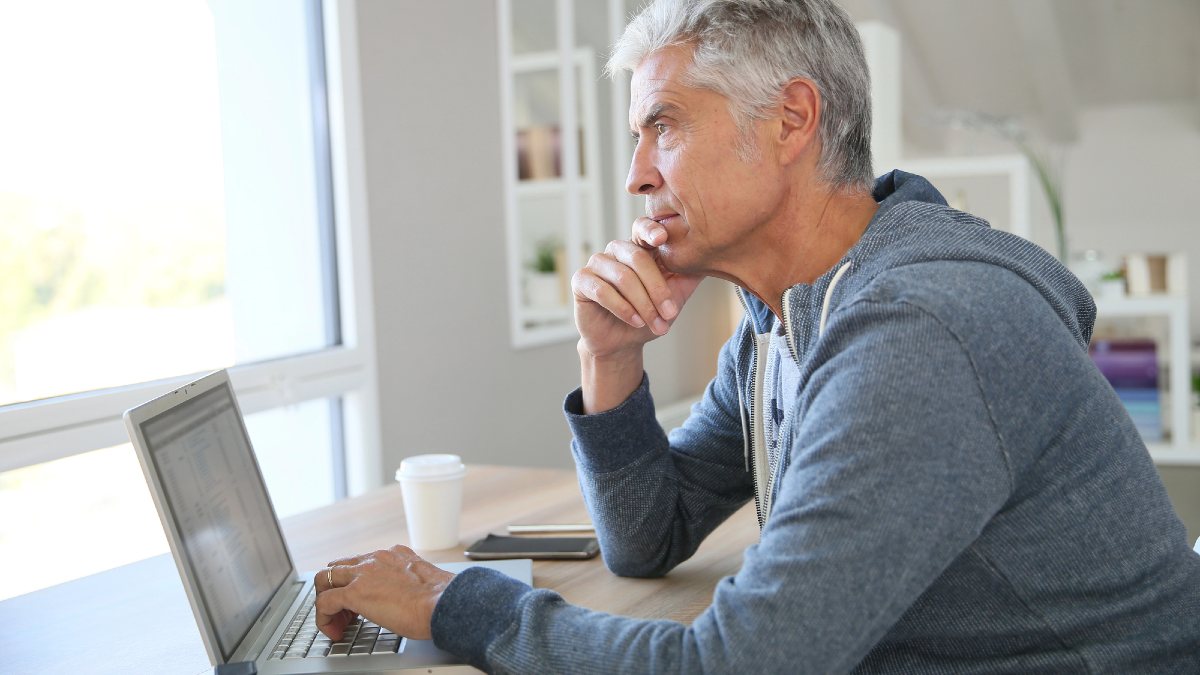 Man working from home on laptop