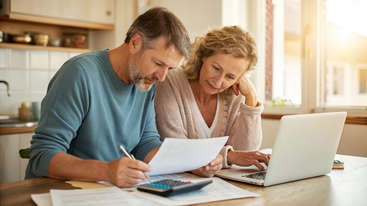 close-up, warm portrait of an everyday, relatable middle-aged couple sitting