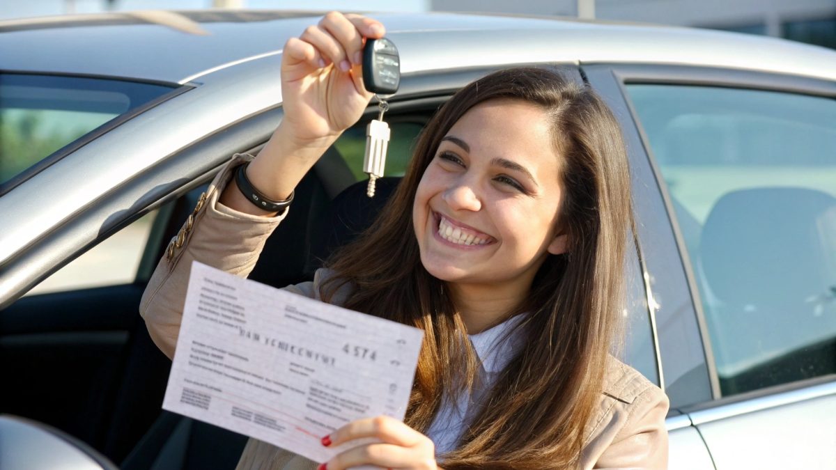 A close-up portrait photo of a young woman smiling with a