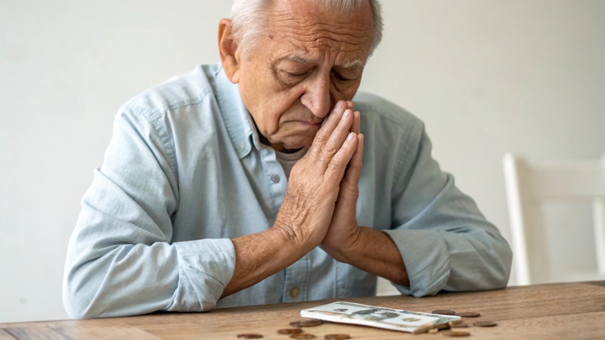 A detailed close-up portrait of a wise, elderly man with a thoughtful, focused expression