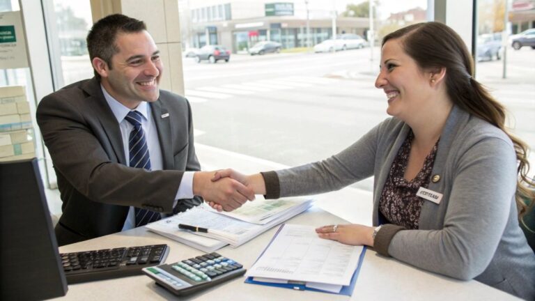 A friendly, professional man and woman smiling