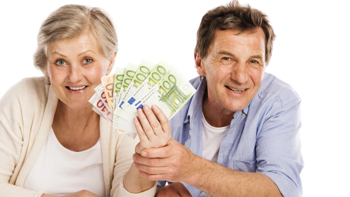 Senior couple with money