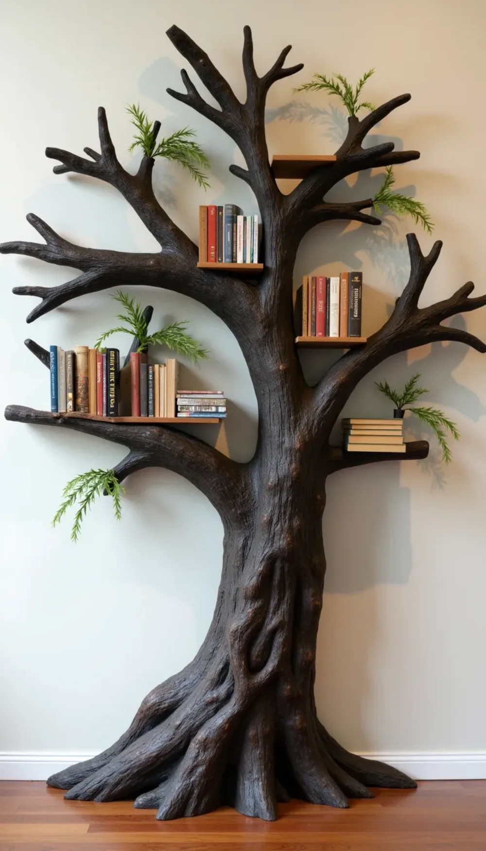 Bespoke Tree-Branch Bookshelf