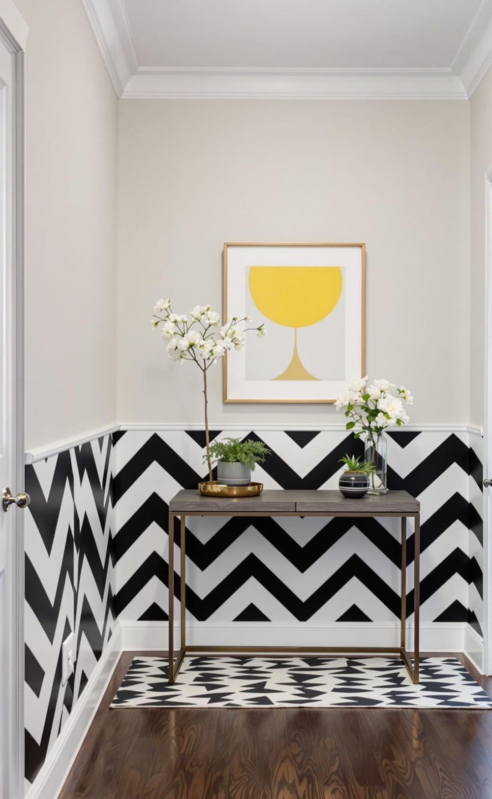 Chevron Wainscoting Panels with Bold Contrasts