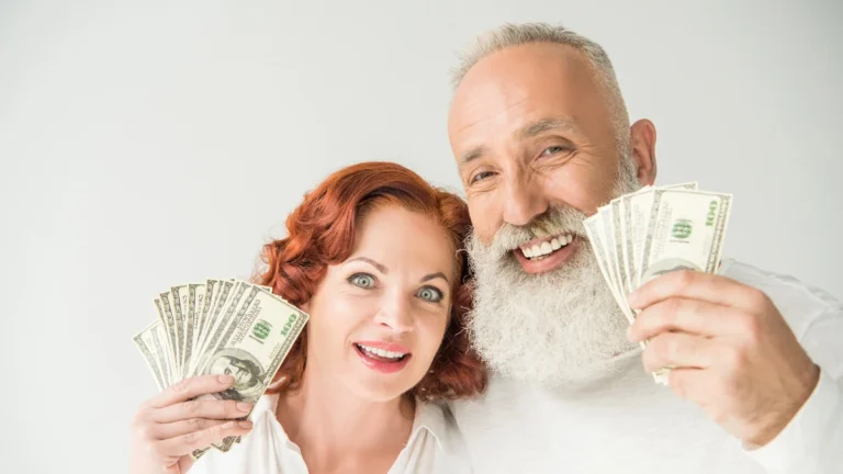 Couple with dollar banknotes