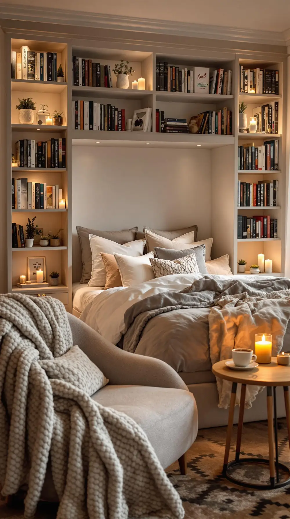 Cozy Hygge Nook With Built-in Bookshelves