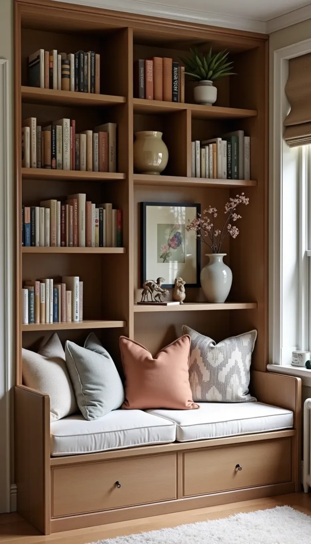 Bookshelf with Integrated Seating