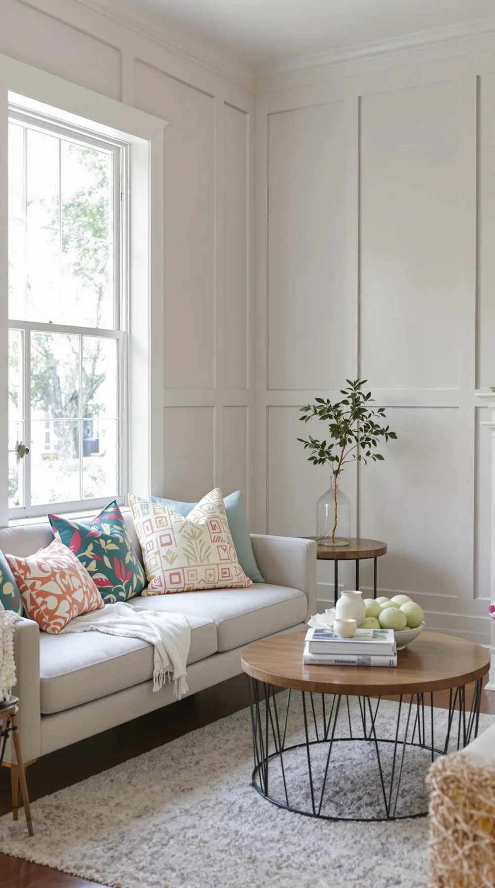 Transitional Wainscoting with Vertical Panels and Soft Gray