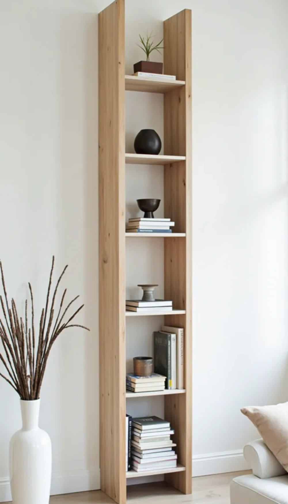 Minimalist Bookshelf with Vertical Dividers