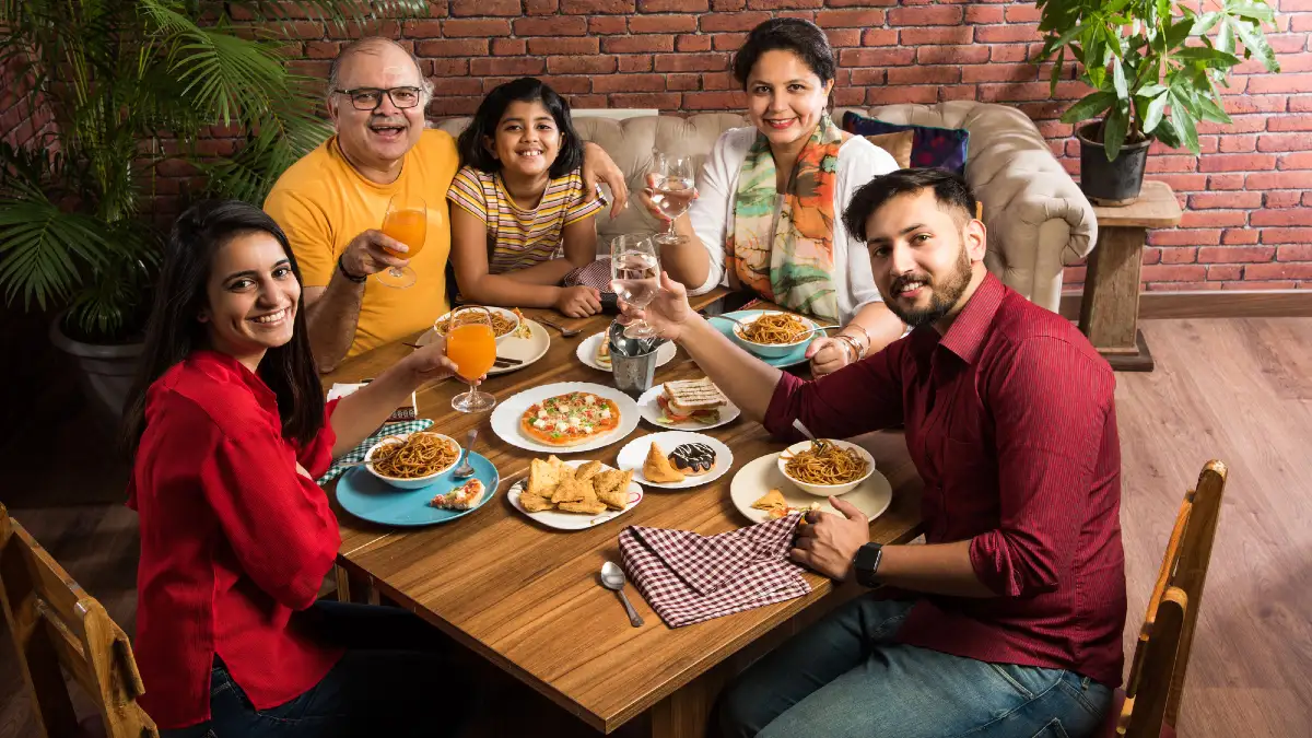 family eating dinner