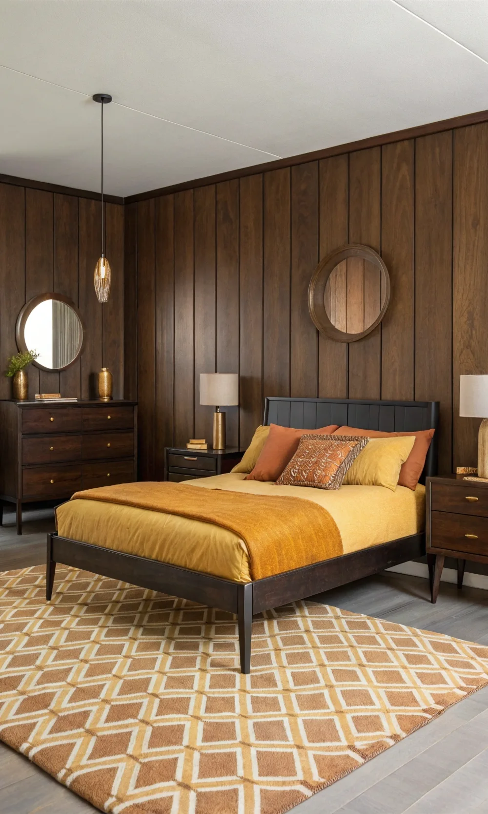 Classic Mid-Century Dark Wood Bedroom