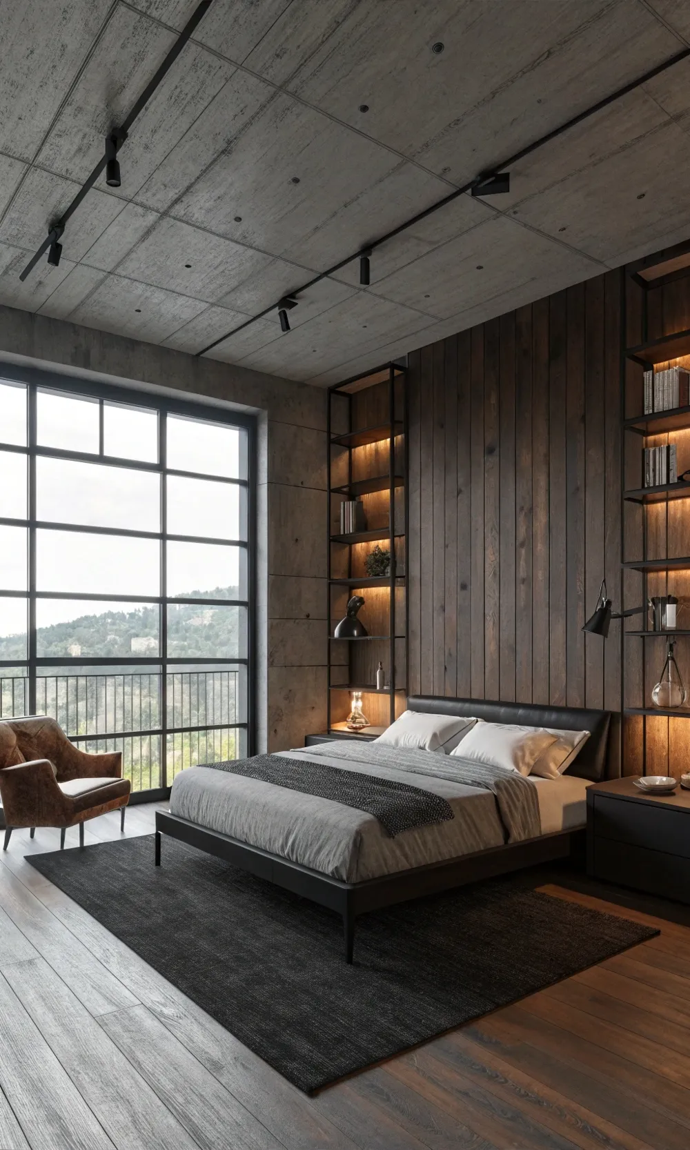 Contemporary Loft with Dark Wood Elements