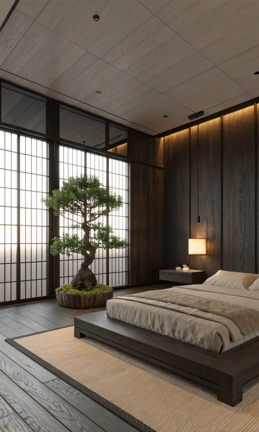 Dark Wood Minimalist Zen Retreat