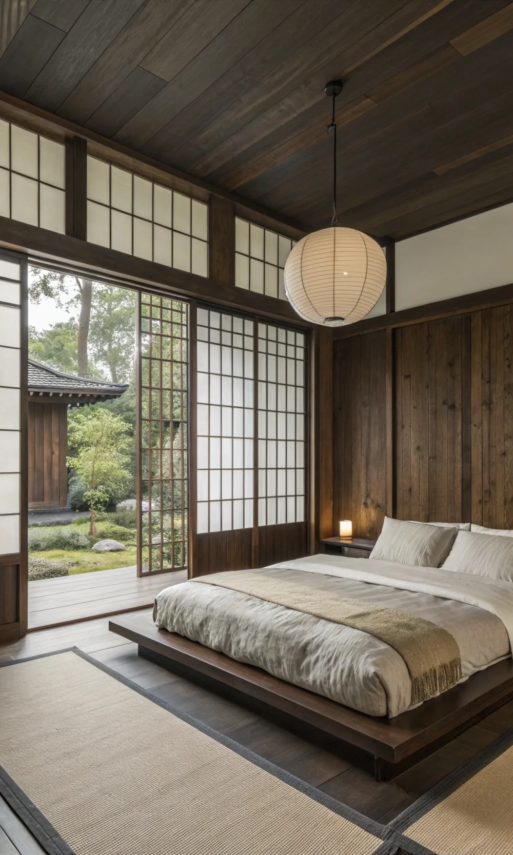 Japandi-Inspired Dark Wood Retreat