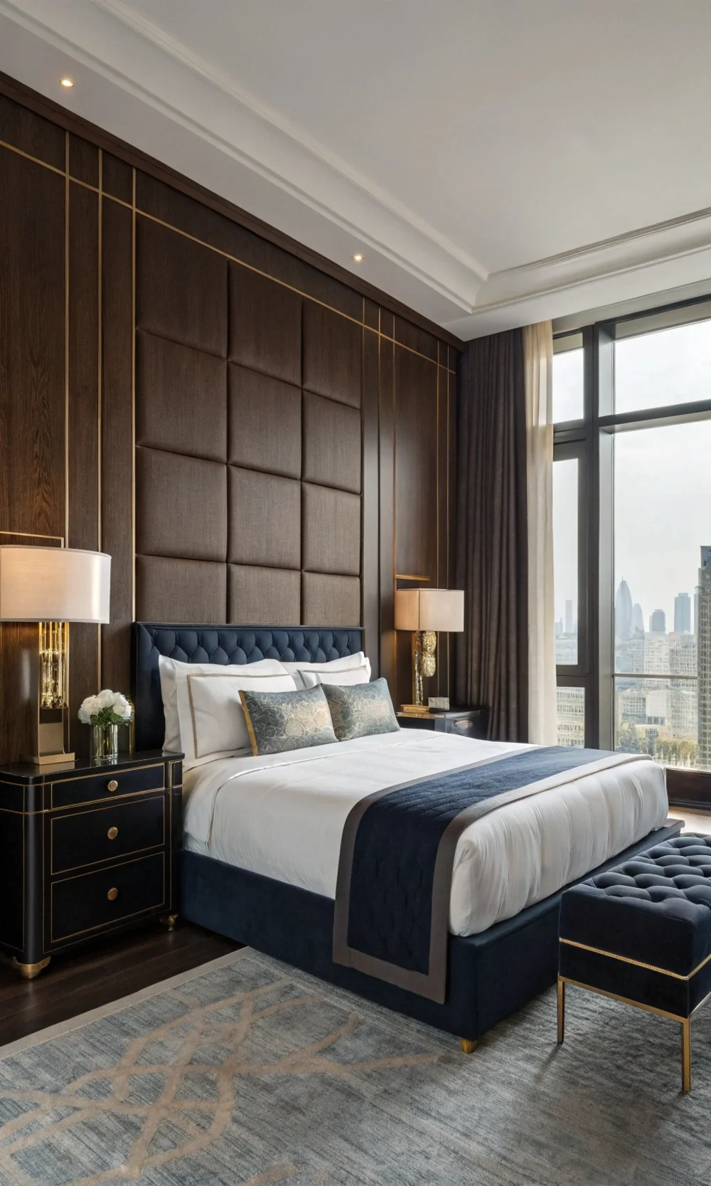 Luxe Hotel-Inspired Dark Wood Suite