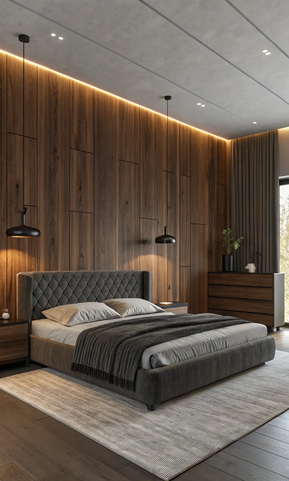 Modern Luxe Dark Wood Bedroom