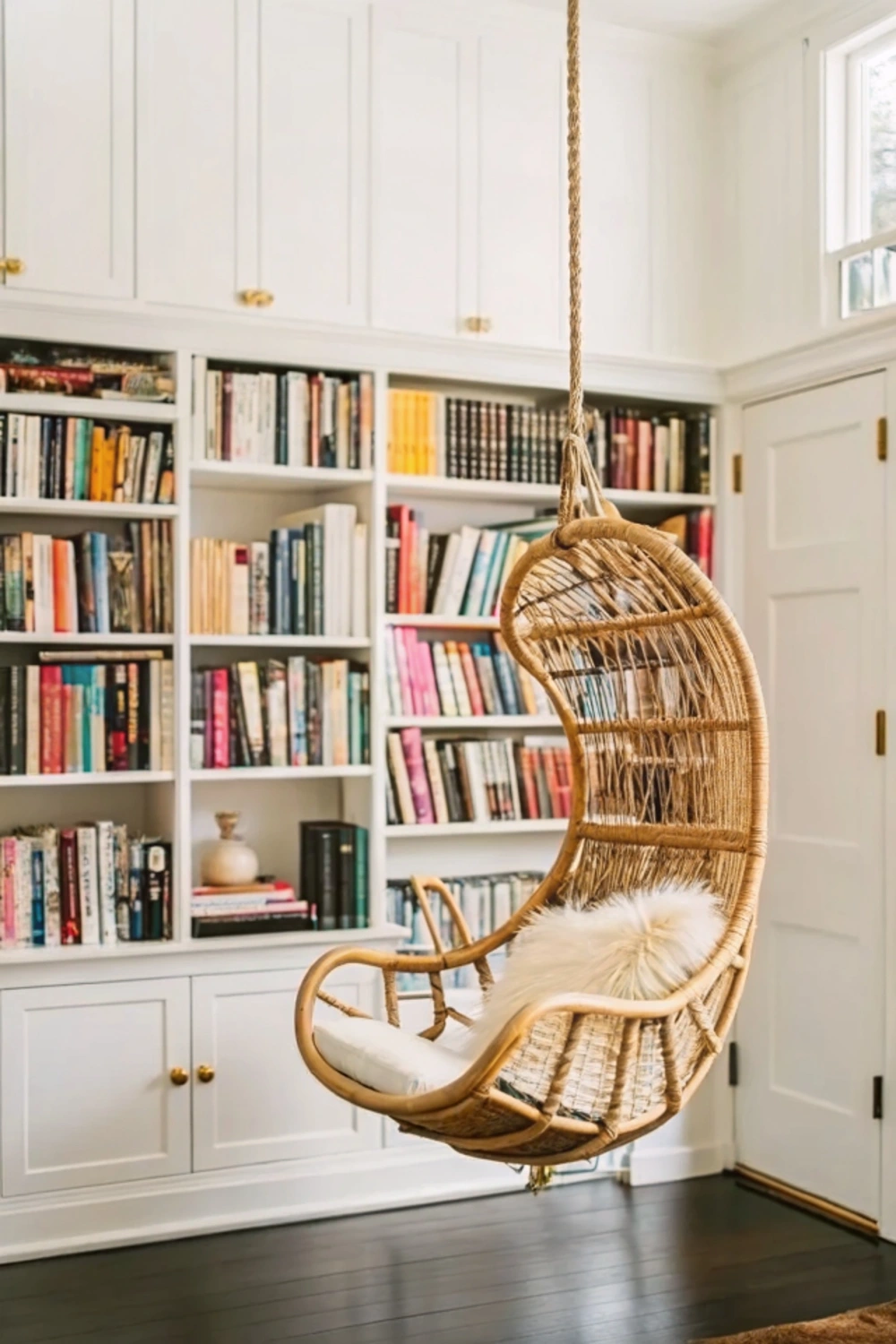 Suspended Rattan Reading Pod