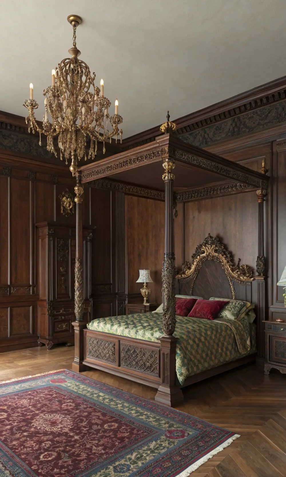  Victorian-Inspired Dark Wood Bedroom