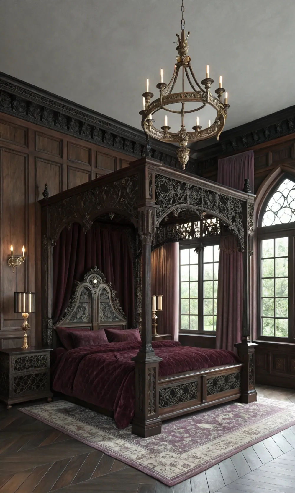 gothic Elegance with Dark Wood