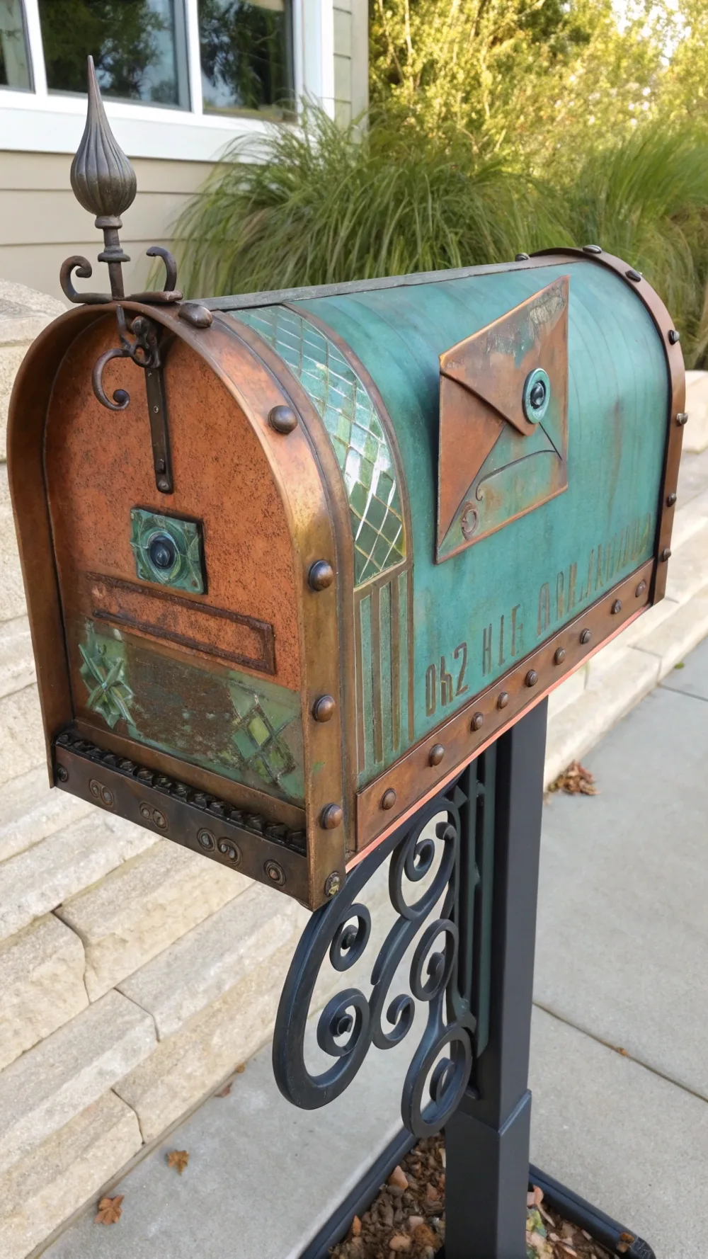 Copper Patina Art Mailbox