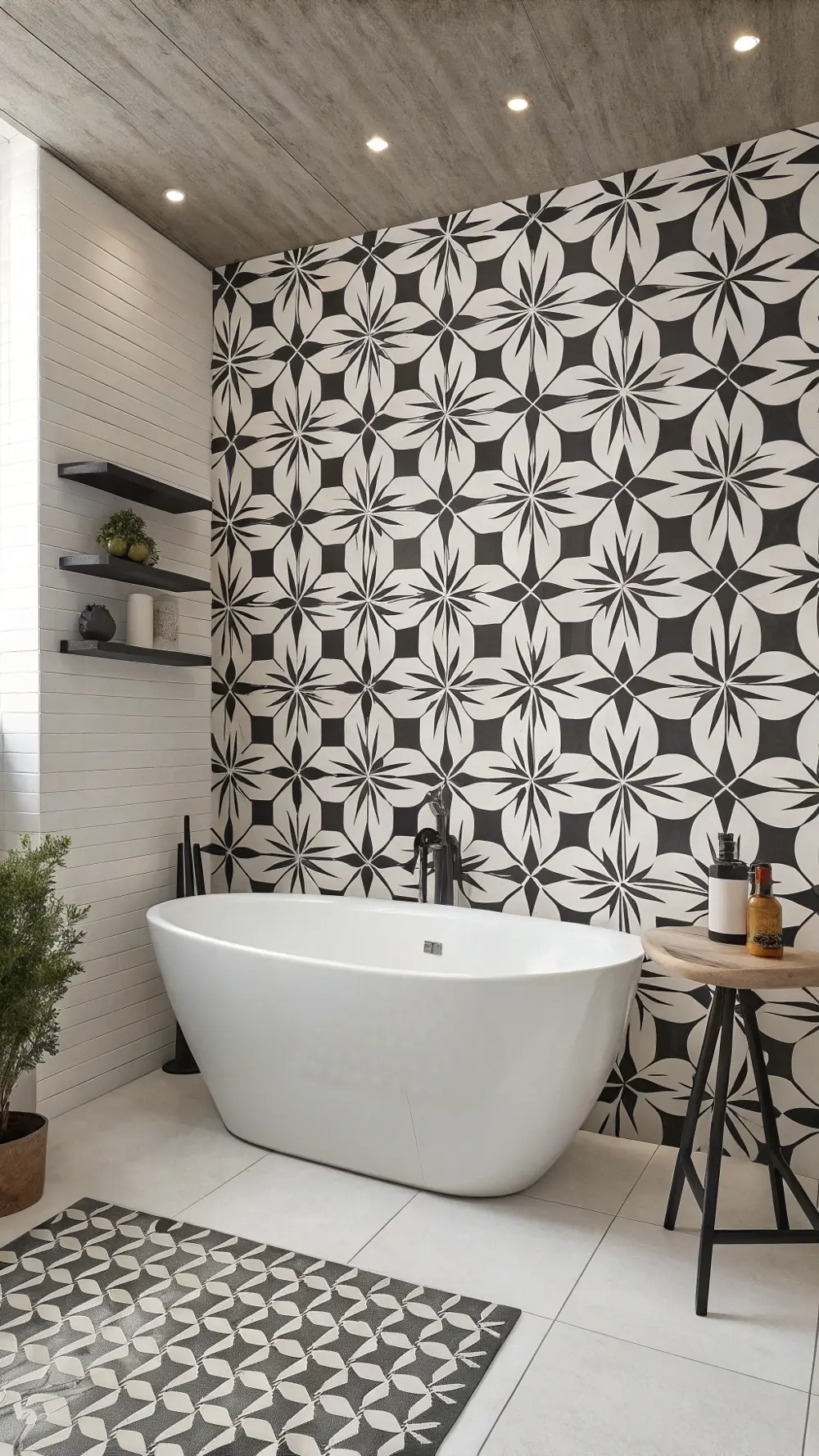 Graphic Monochrome Encaustic Cement Tiles