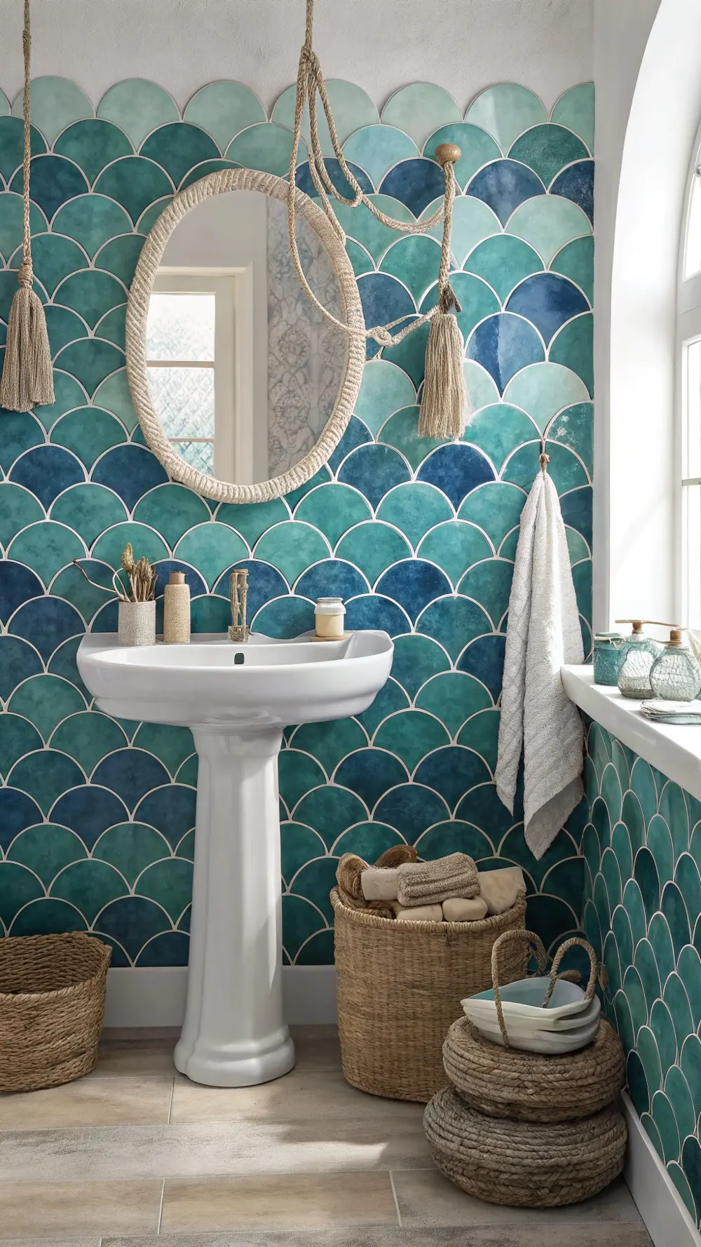 Hand-Glazed Fish Scale Tiles