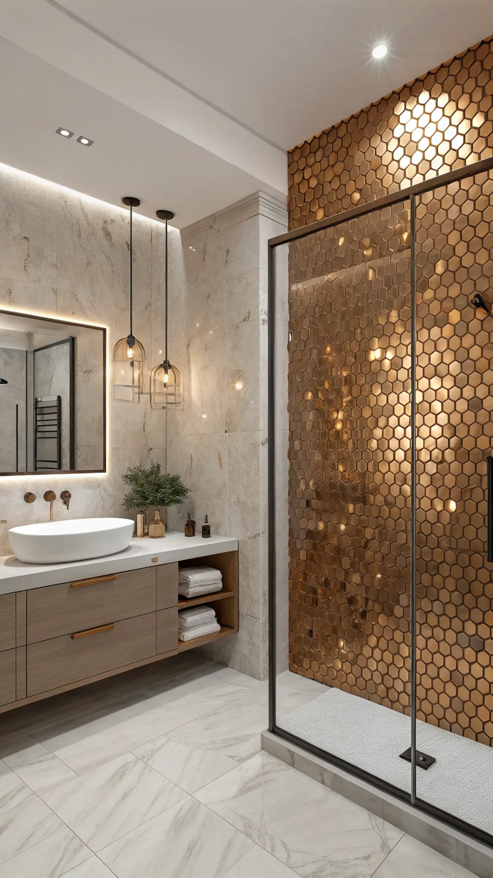 Mixed Metallic Penny Round Mosaics