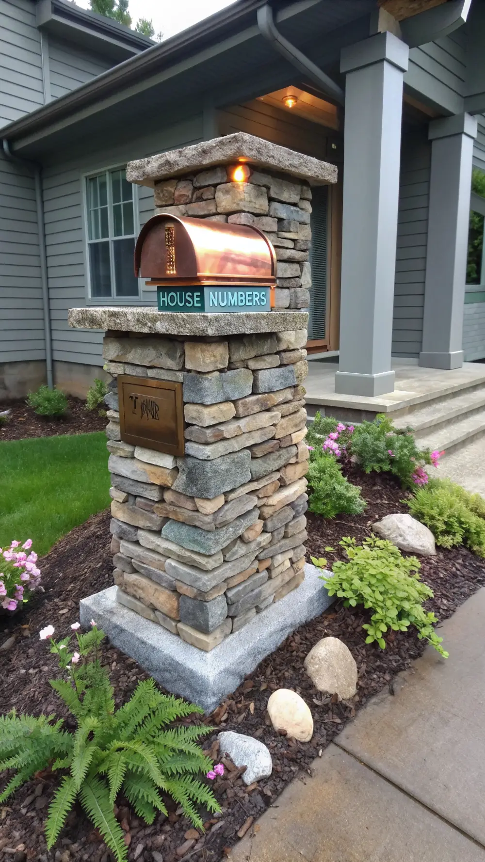 Natural Stone and Copper Mailbox