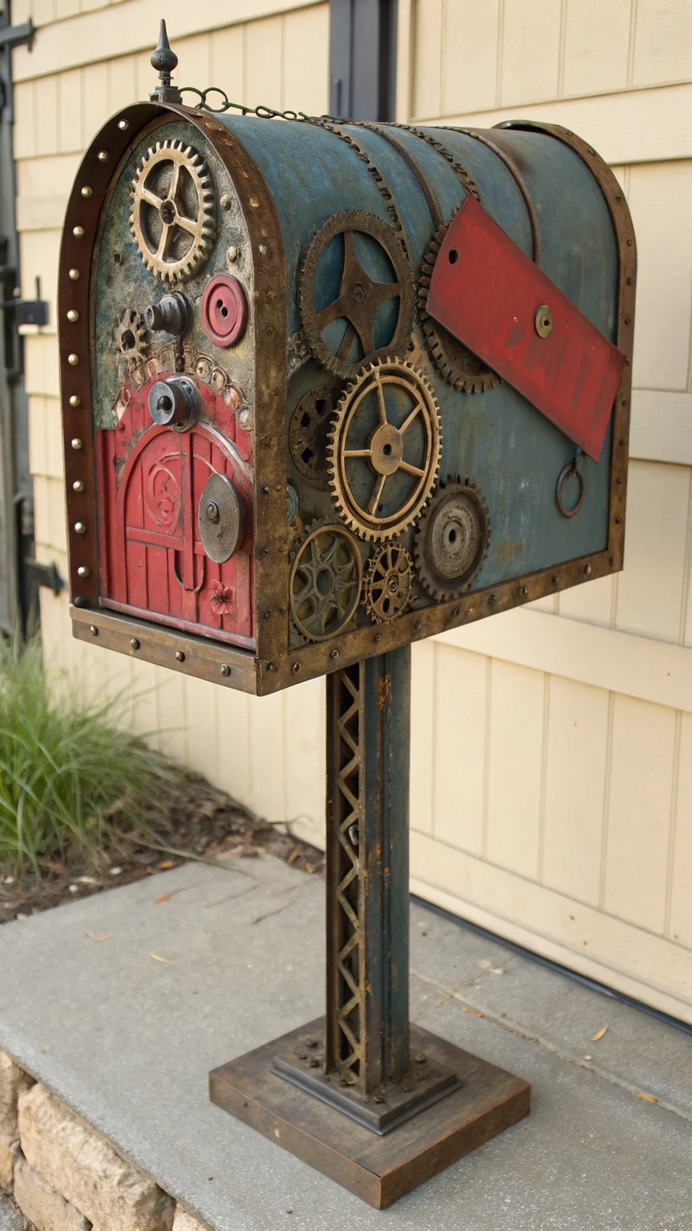 Salvaged Metal Art Mailbox