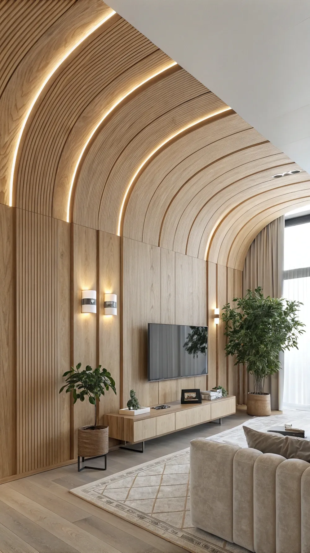  Floating Wooden Arc Sconces