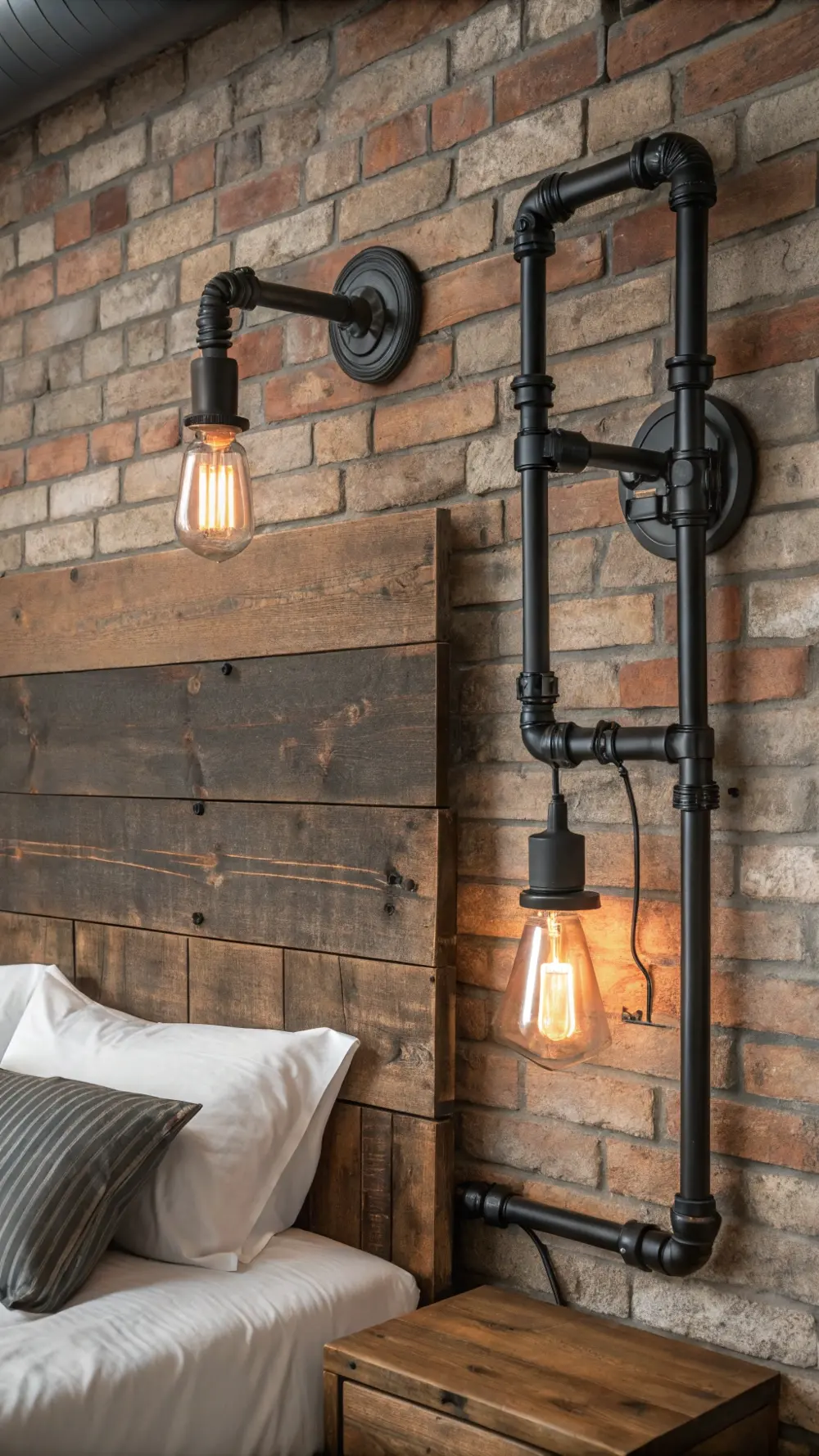 Vintage Industrial Pipe Sconces with Edison Bulbs