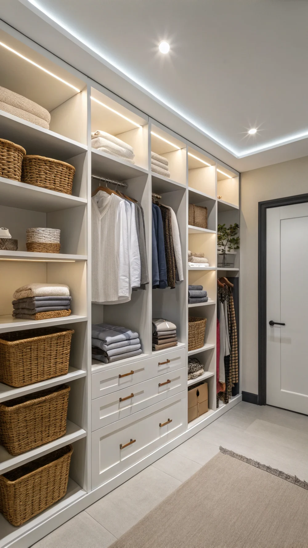 Built-in Bedroom Closet with Dedicated Linen Shelving