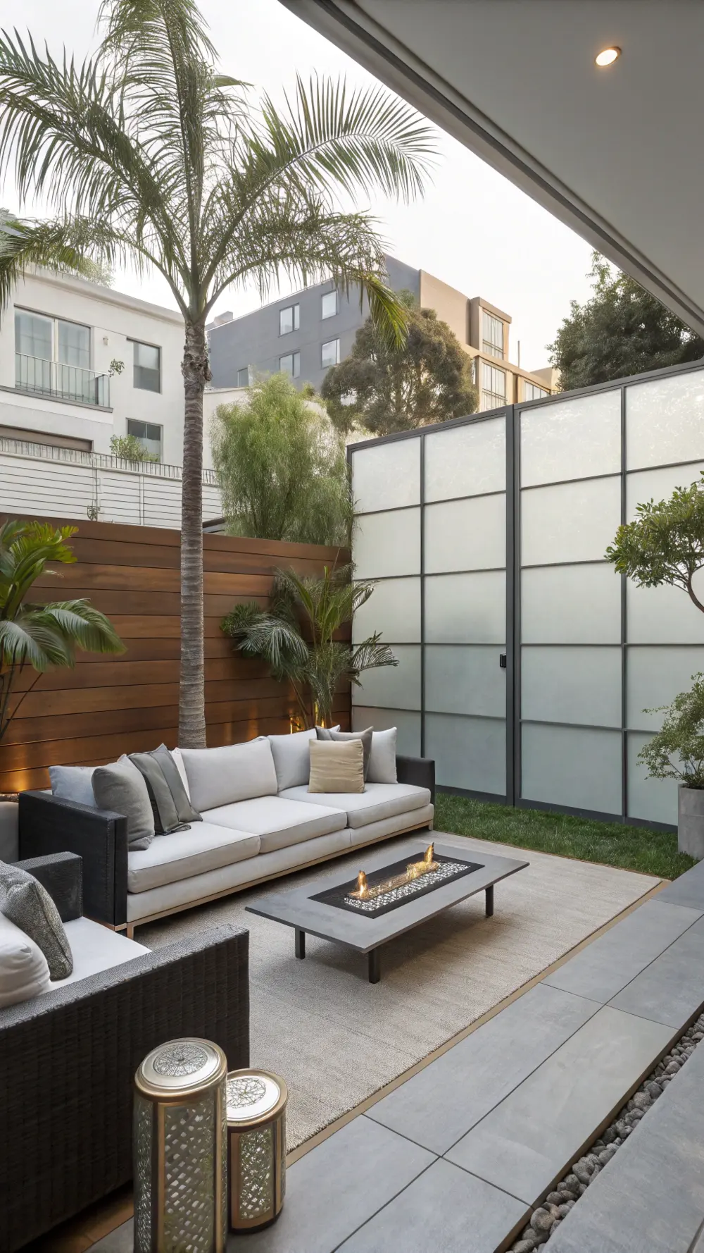 Frosted Glass Privacy Wall