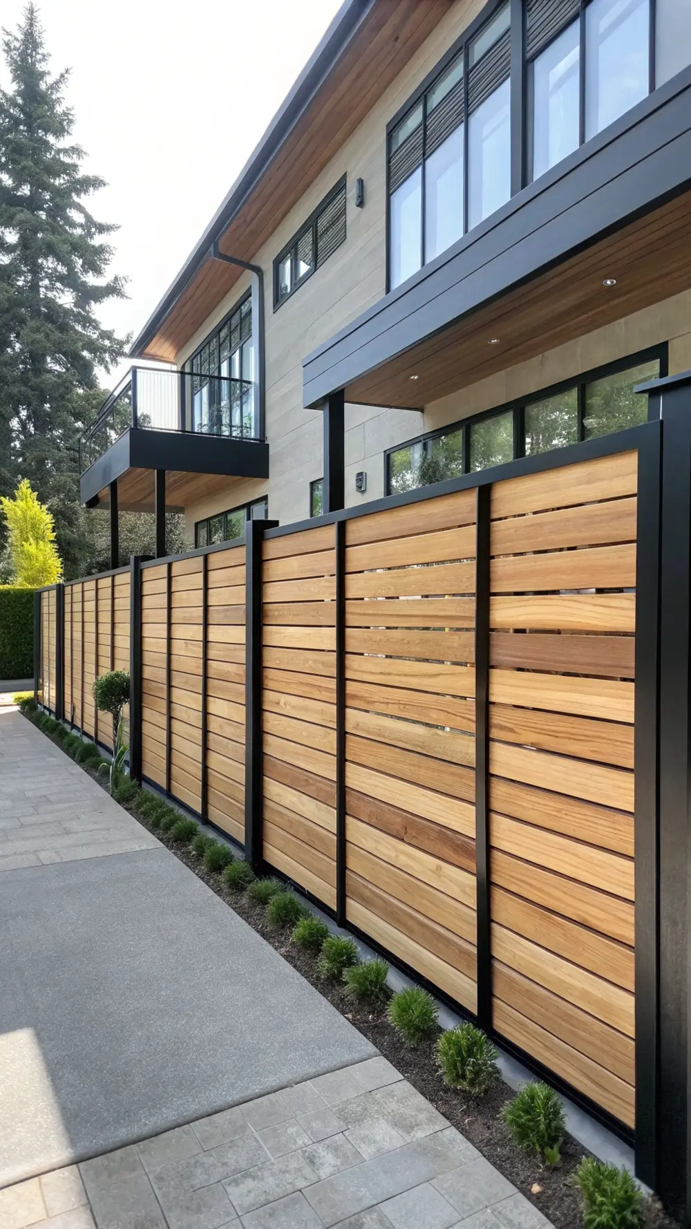 Horizontal Slat Modern Minimalist Fence
