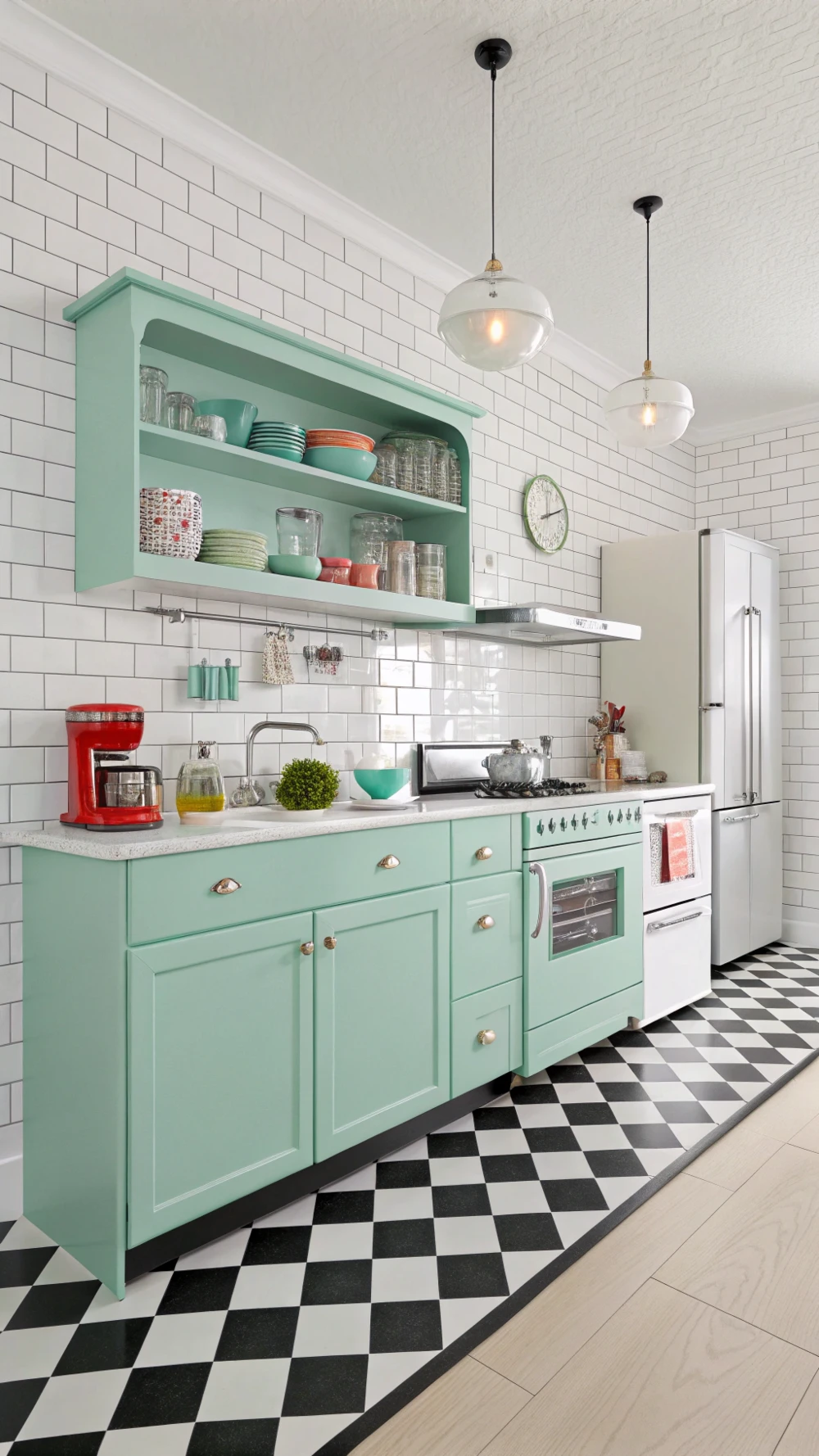 Mint Green Vintage-Inspired Kitchen