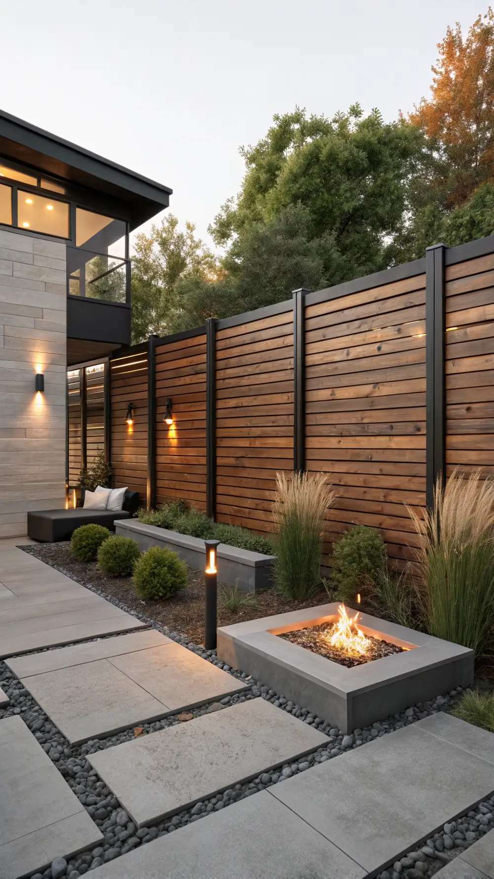 Modern Horizontal Slat Fence