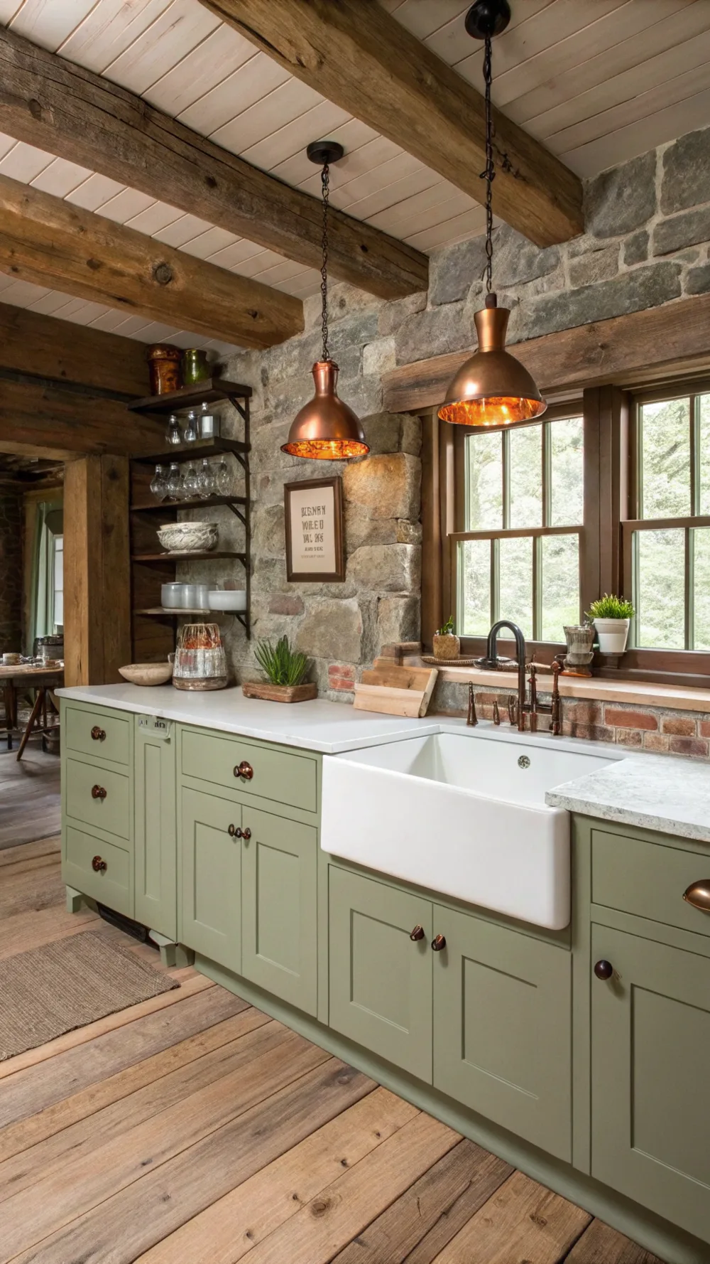 Olive Green Farmhouse Kitchen