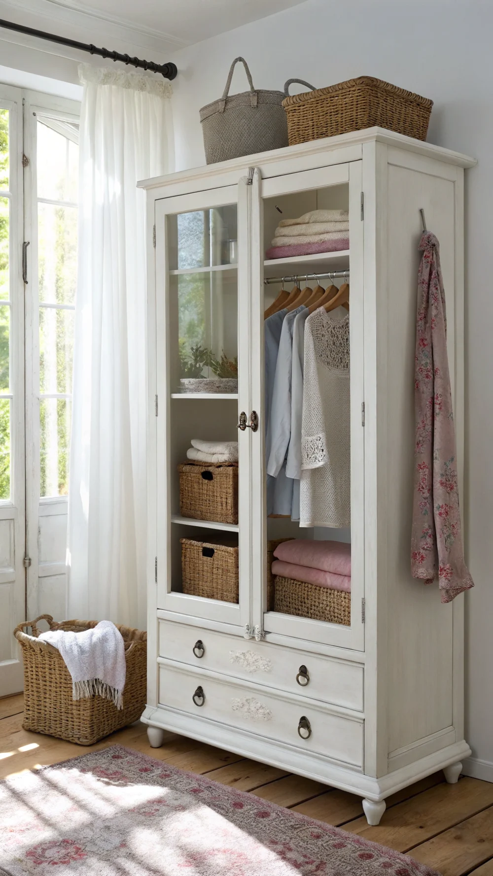 Repurposed Armoire Linen Cabinet